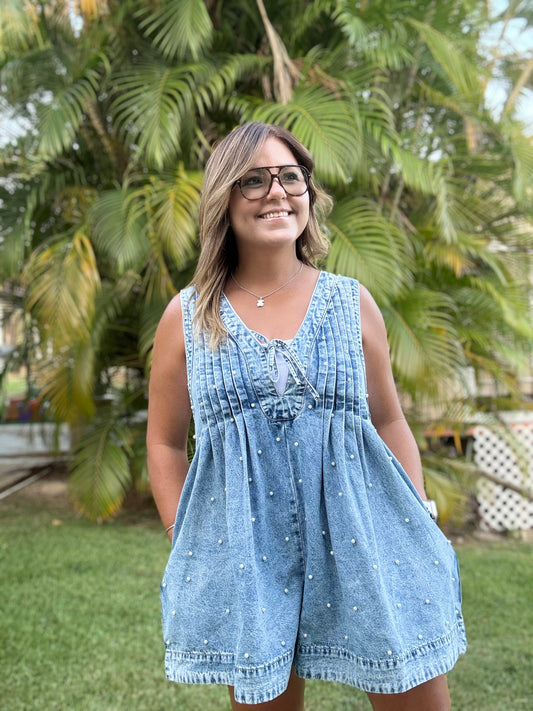Pearl Denim Romper