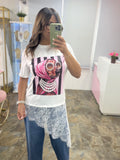 T shirt puntilla blanca