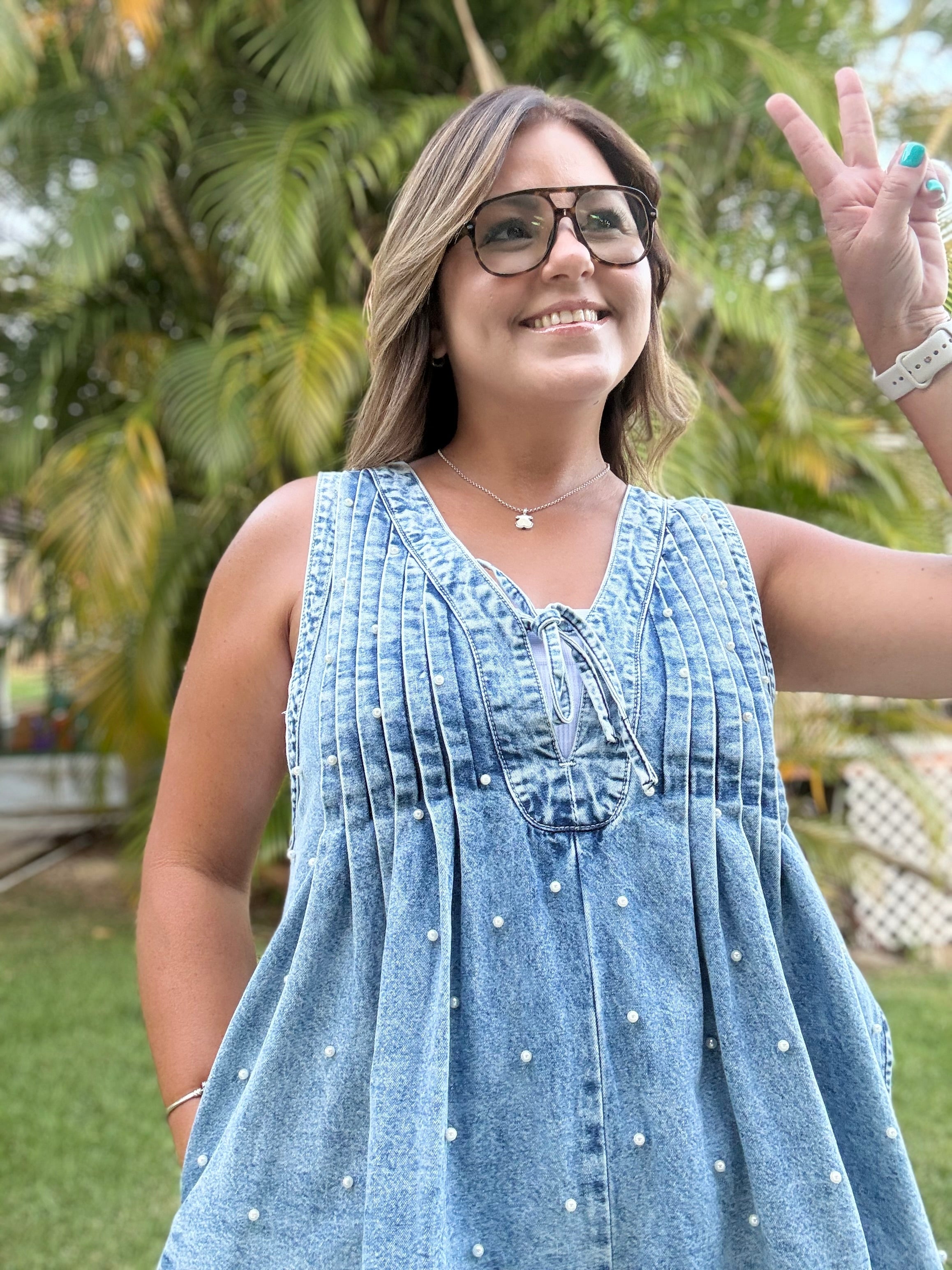 Pearl Denim Romper