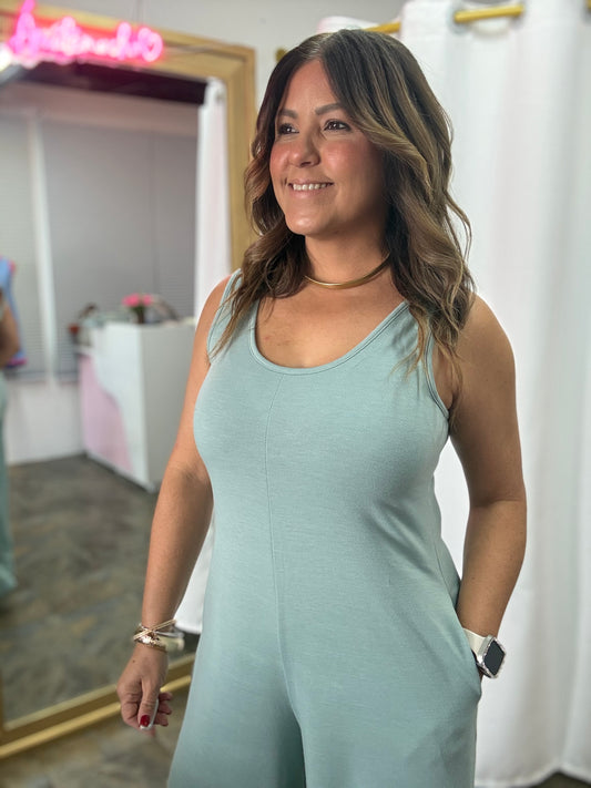Wide Leg Jumpsuit Sage