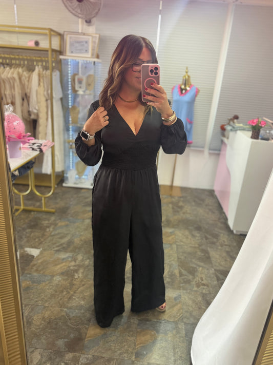 Satin black jumpsuit
