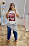 T shirt puntilla blanca