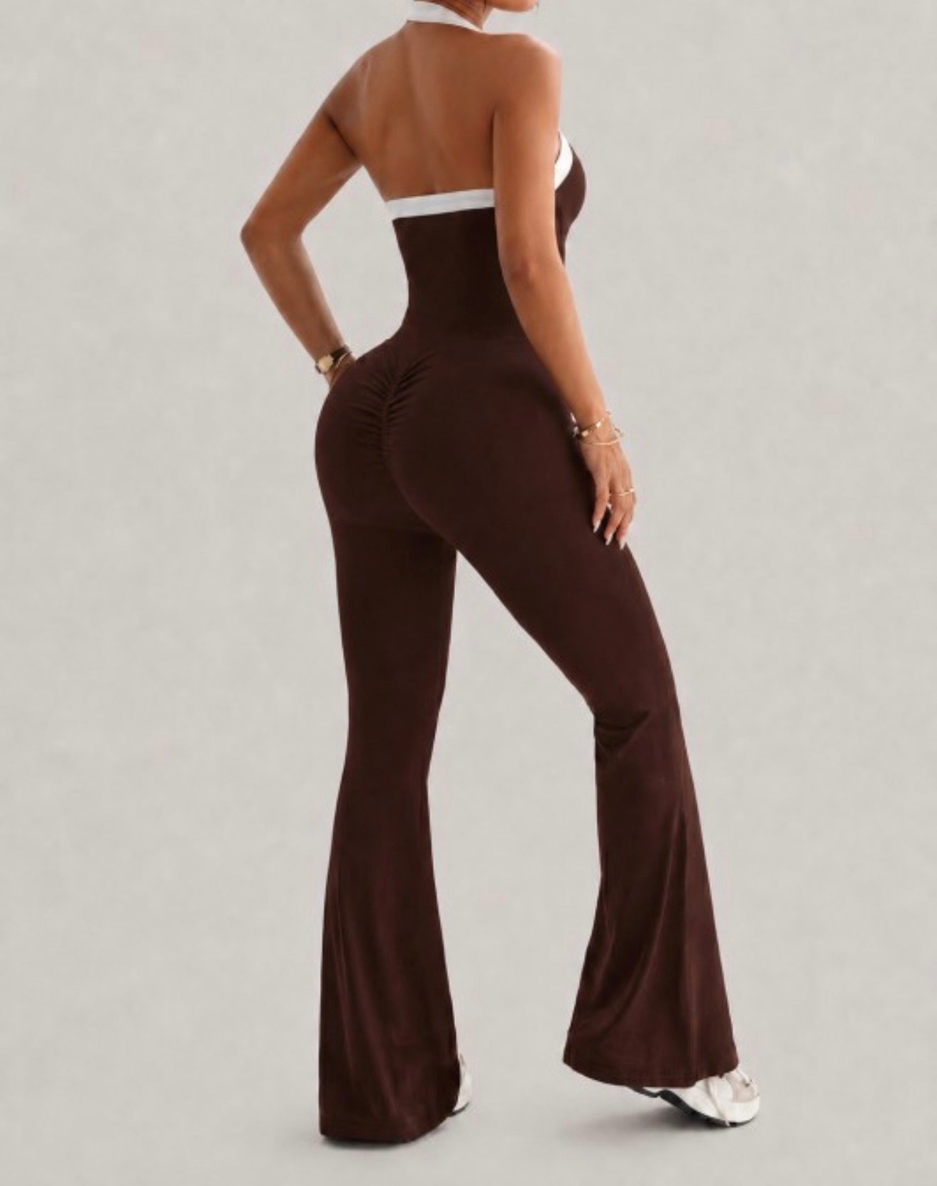 Dark brown jumpsuit halter